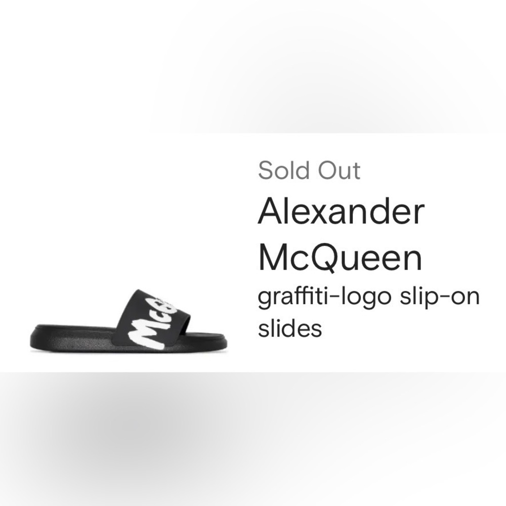 Alexander McQueen
graffiti-logo slip-on slides EUC black size 9 women 40EU size